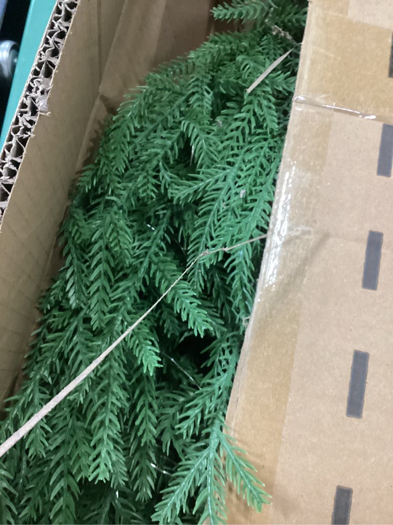 Condition photo showing As Is for 4ft pre-lit artificial norfolk pine christmas tree – realistic potted tree with 100 led lights & 8-function battery box, pre-assembled faux holiday décor for indoor use