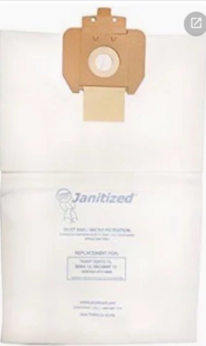 Janitized JAN-TABO12-2(10) Premium Replacement Commercial Vacuum Bag for Taski Bora 12 Vacuum Cleaners (10-10 Packs)