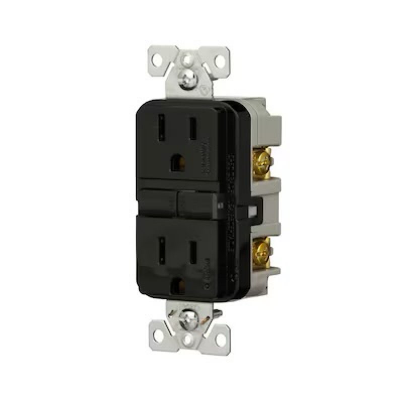 eaton 15 -amp 125-volt tamper resistant gfci residential decorator outlet receptacles , black