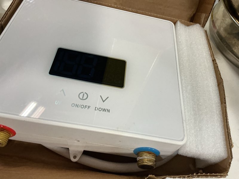 Condition photo showing As Is for Tankless Water Heater Electric 110V, 3000W Instant Water Heater Under Sink, Conversion Between Fahrenheit and Celsius, Remote Control 3KW 110V 32AMP