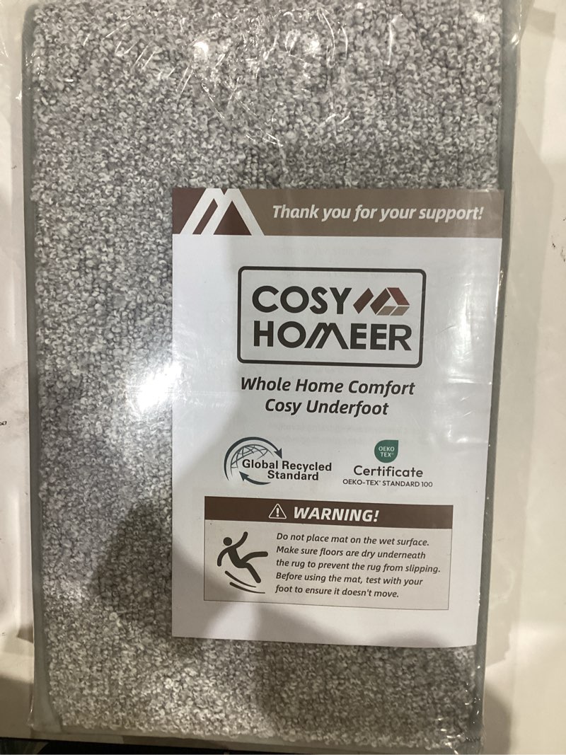 Condition photo showing New/Like New for cosy homeer edging stair treads non-slip carpet mat 28inx9in indoor stair runners for wooden steps, edging stair rugs for kids and dogs, 100% polyester tpe backing (7pc, grey) grey 7pc
