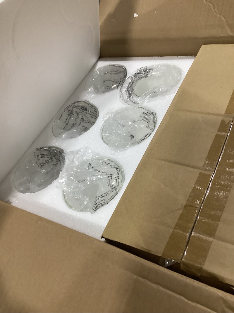 Condition photo showing Good Condition for Modern Gold Chandeliers for Dining Room, 6-Light Chandelier Light Fixture with Clear Glass Shades, Metal Hanging Pendant Lighting for Living Room, Kitchen, Staircase, Entryway