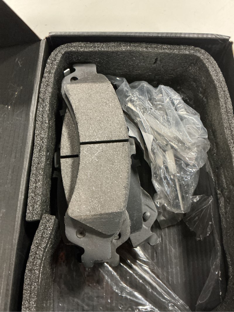 Condition photo showing As Is for rear semi-metallic brake pads set for chevy silverado 1500 for gmc sierra 1500 2001-2006, suburban 1500 4wd, tahoe 4wd, yukon xl 1500 00-06, for cadillac escalade esv ext 4wd, (not fit awd)