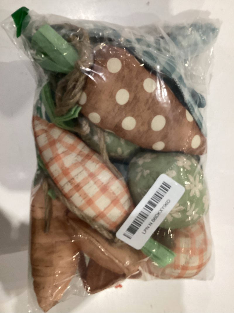 Condition photo showing Good Condition for 18 Pcs Rustic Easter Bunny Decorations Farmhouse Spring Fabric Bunnies Carrot Eggs Vase Filler Table Decor for Desk Counter Tiered Tray Basket Spring Easter Wedding Home Exquisite Soft Craft