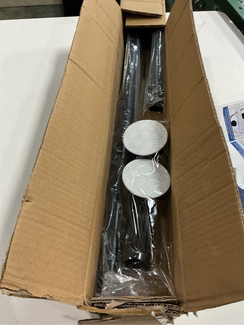 Condition photo showing New/Like New for homease tension shower curtain rods 82.7-102.4 inch room divider never rust adjustable spring rods for window bathroom balcony storeroom laundry non-slip no drilling easy to install black matte black 82.7 - 102.4 in