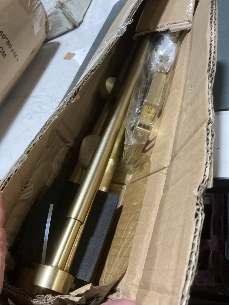 Condition photo showing Good Condition for brass double curtain rods 72 to 144 inches (6-12 feet),1-inches front and 5/8 inches back adjustable end cap double window drapery rod for drapes and curtains 72-144" brass