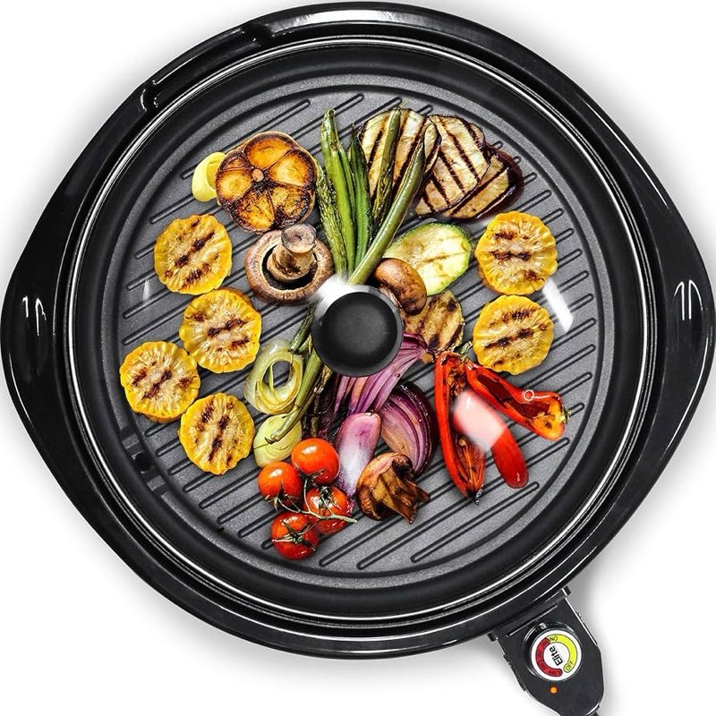 elite gourmet emg-980b smokeless electric tabletop grill nonstick, 6-serving, dishwasher safe remova