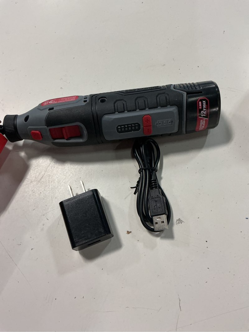 Condition photo showing As Is for hyper tough 12v rotary tool with 2.0ah battery