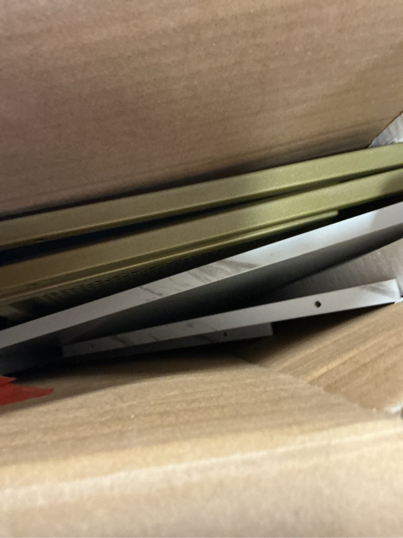 Condition photo showing As Is for VECELO Corner Cabinet/Table, 3-Tier Display Shelves with Protection Door, Metal Frame Storage Shelf 