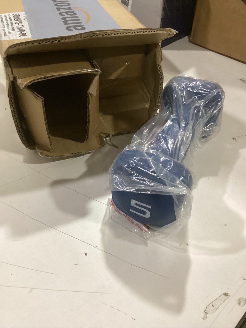 Condition photo showing New/Like New for Tone Fitness Neoprene Dumbbell Weight Pairs with Anti-Roll Square Head | Multiple Options Blue 5 lb - Pair