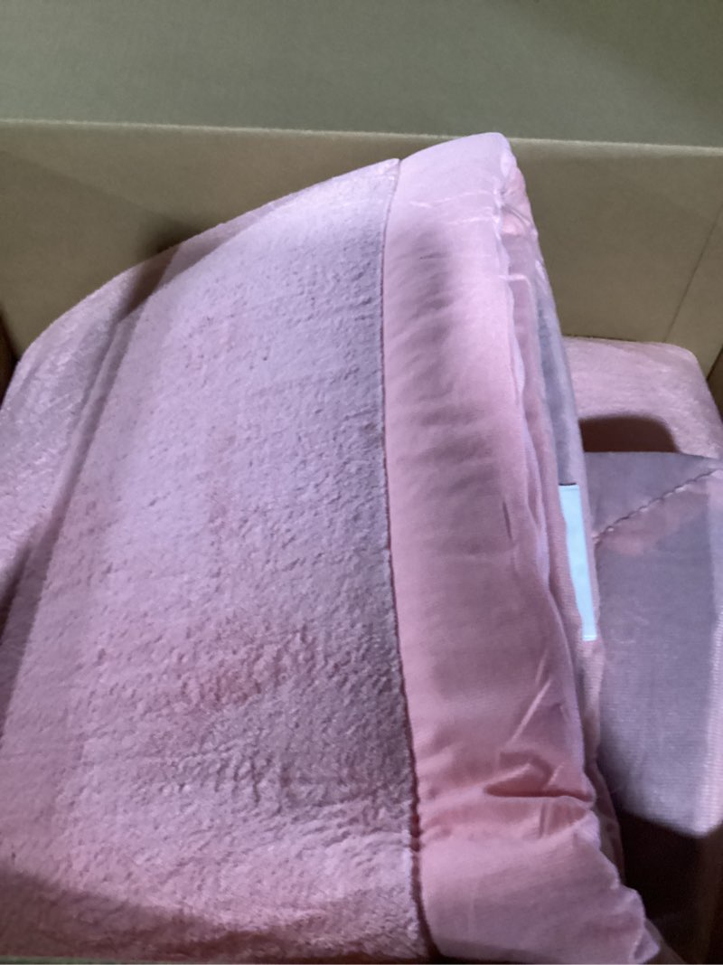 Condition photo showing As Is for ACOMOPACK Baby Play Mat for Floor 1.3" Thick Memory Foam Play Mat 59"×71" Tummy Time Crawling with Non-Slip Bottom for Living Room,Nursery,Soft Velvet Playpen Mats for Kids,Infants?Pink? Pink 59"×71"