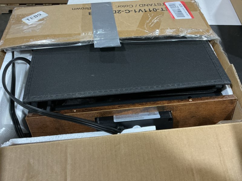 Condition photo showing Good Condition for Furologee End Table with Charging Station, Nightstand with Fabric Drawers, Side Table with USB Ports & Outlets, Night Stand with Storage Shelf & Hooks, for Living Room/Bedroom, Rustic Brown Rustic Brown 1 pc(11"D x 14.96"W x 23.6"H)