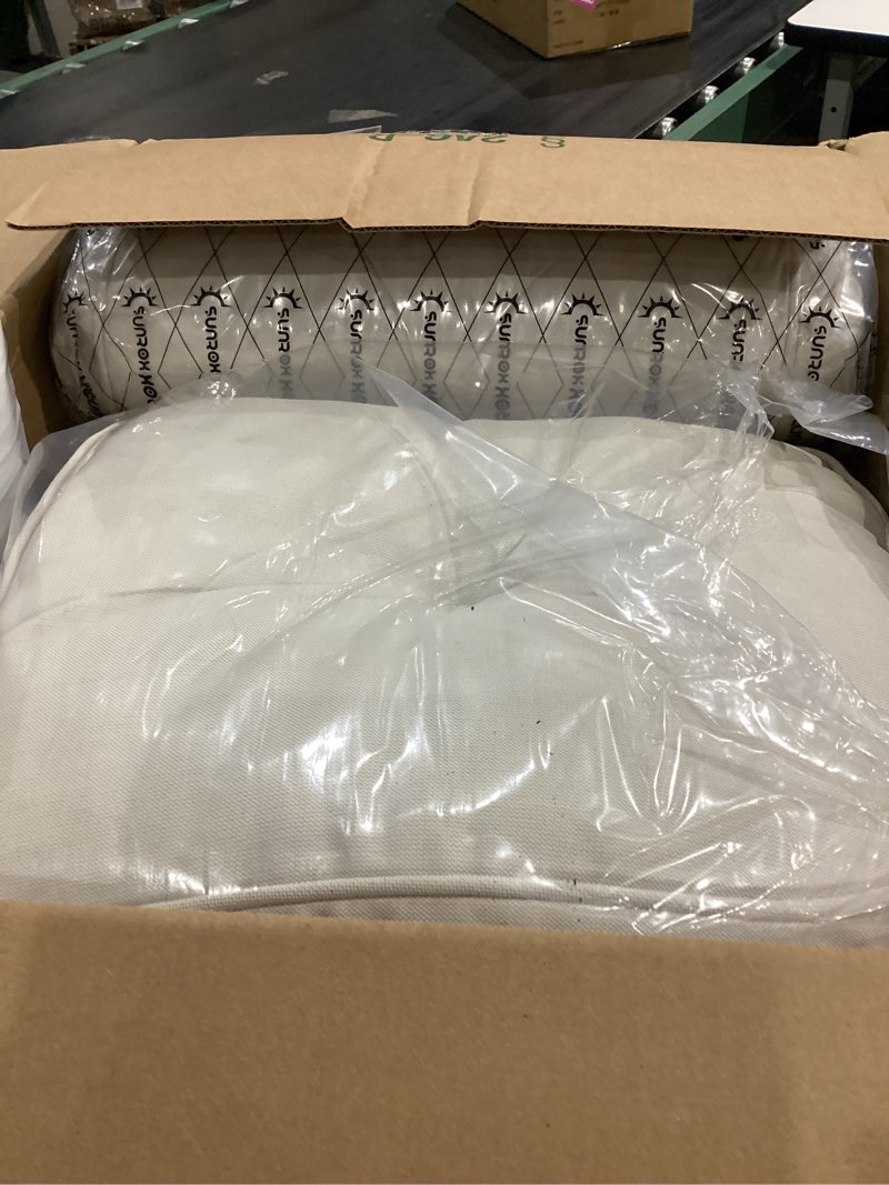 Condition photo showing Good Condition for SUNROX LokGrip Non Slip Gel Memory Foam Chair Cushions for Dining Chairs Tailbone Pain Relief, Tufted Stain Resistant Thicken Durable Chair Pad for Dining Kitchen Office 17"x16" Set of 4, Cream Cream 17x16 Inch (Pack of 4)