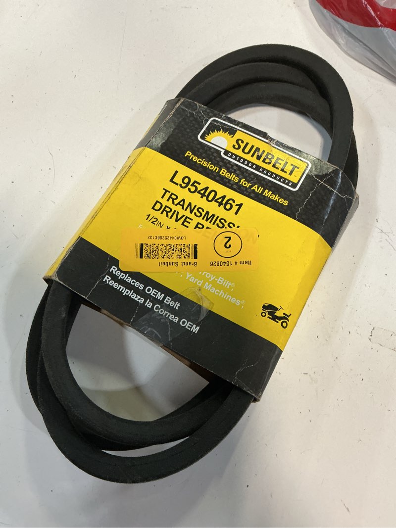 Condition photo showing New/Like New for sunbelt 1/2-in x 78-in transmission drive belt, riding mower/tractors, replaces oem part number 7540461, 9540461, 754-0461, 954-0462
