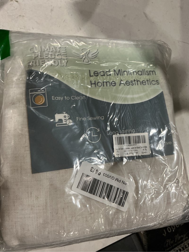 Condition photo showing Good Condition for cream linen back tab curtains 84 inch length for living room 2 panel set neutral modern farmhouse window privacy semi sheer linen drapes rustic pinch pleated look curtain natural ivory colored 52"w x 84"l (pack of 2) natural
