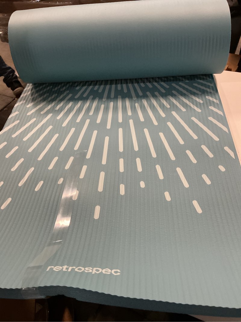 Condition photo showing Good Condition for retrospec solana yoga mat thick 1/2in non-slip workout mat with nylon strap - 72x24in exercise mat for pilates, stretching & fitness - bpa free, easy clean blue mist 1/2 inch