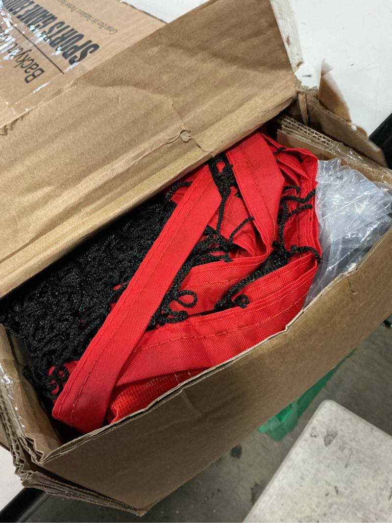 Condition photo showing Good Condition for portable pickleball net - 22ft regualtion size pickle ball net?weather resistant steady steel frame and carry bag for indoor, outdoor, driveway, backyard black & red 22f pickleball net