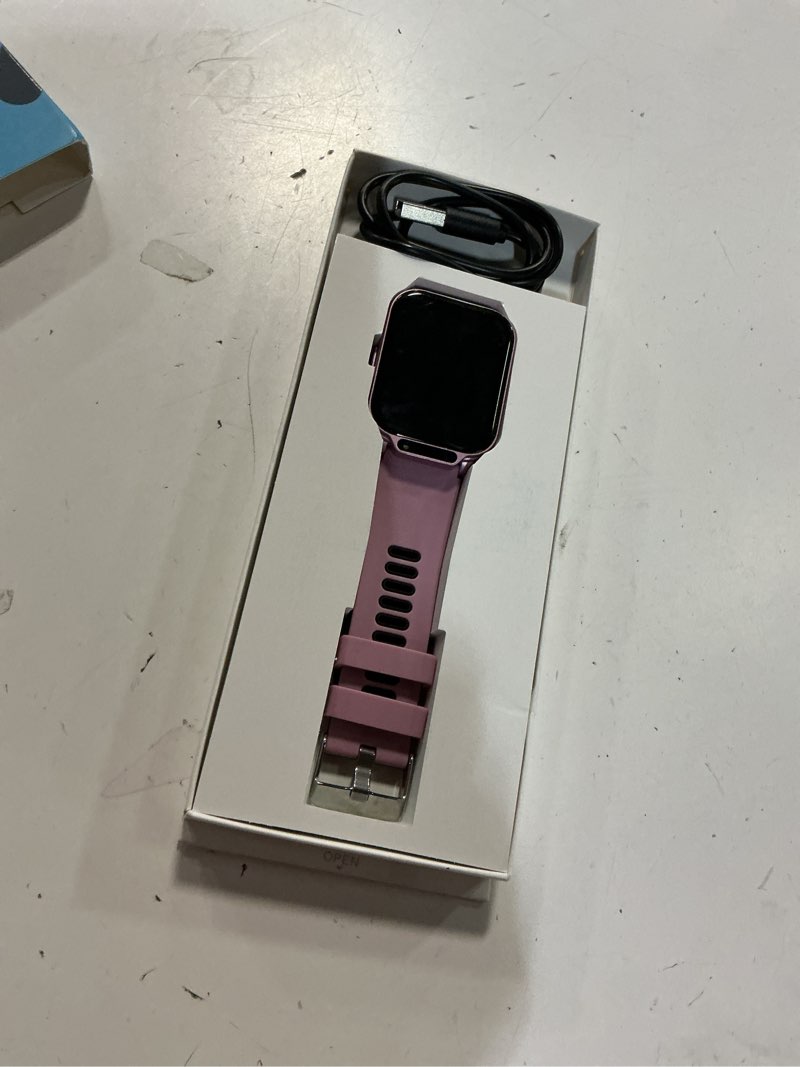Condition photo showing New/Like New for smart watch for kids, 1.85" fitness tracker with heart rate, sleep monitor, ip68 waterproof smartwatches with video music, pedometer, game, no app/phone, gift for boys girls. (classic, pink) pink classic