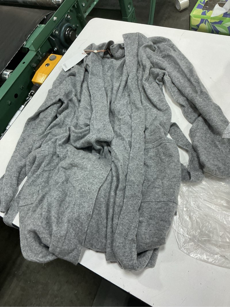 Condition photo showing As Is for quince mongolian cashmere duster cardigan sweater grey size l