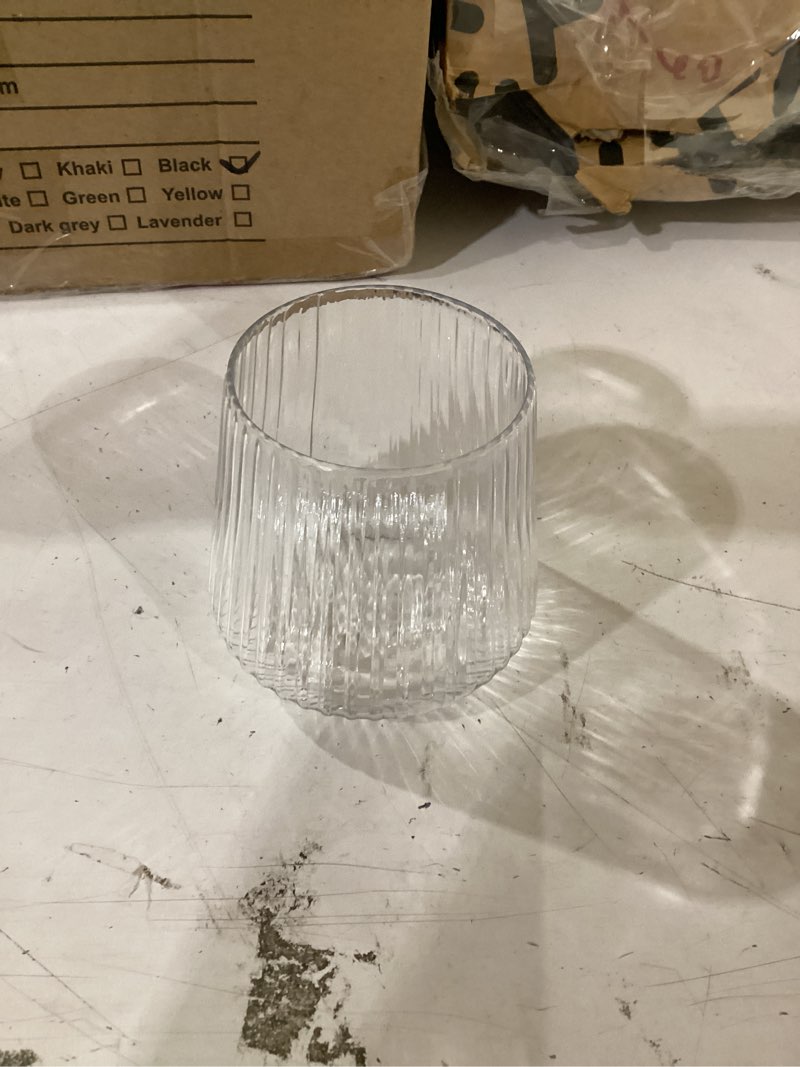 Condition photo showing Good Condition for youbet 40 pack plastic ribbed wine glasses - 14 oz clear thicker origami stemless disposable wine glasses - heavy duty unbreakable vintage whiskey cups for wedding parties bar