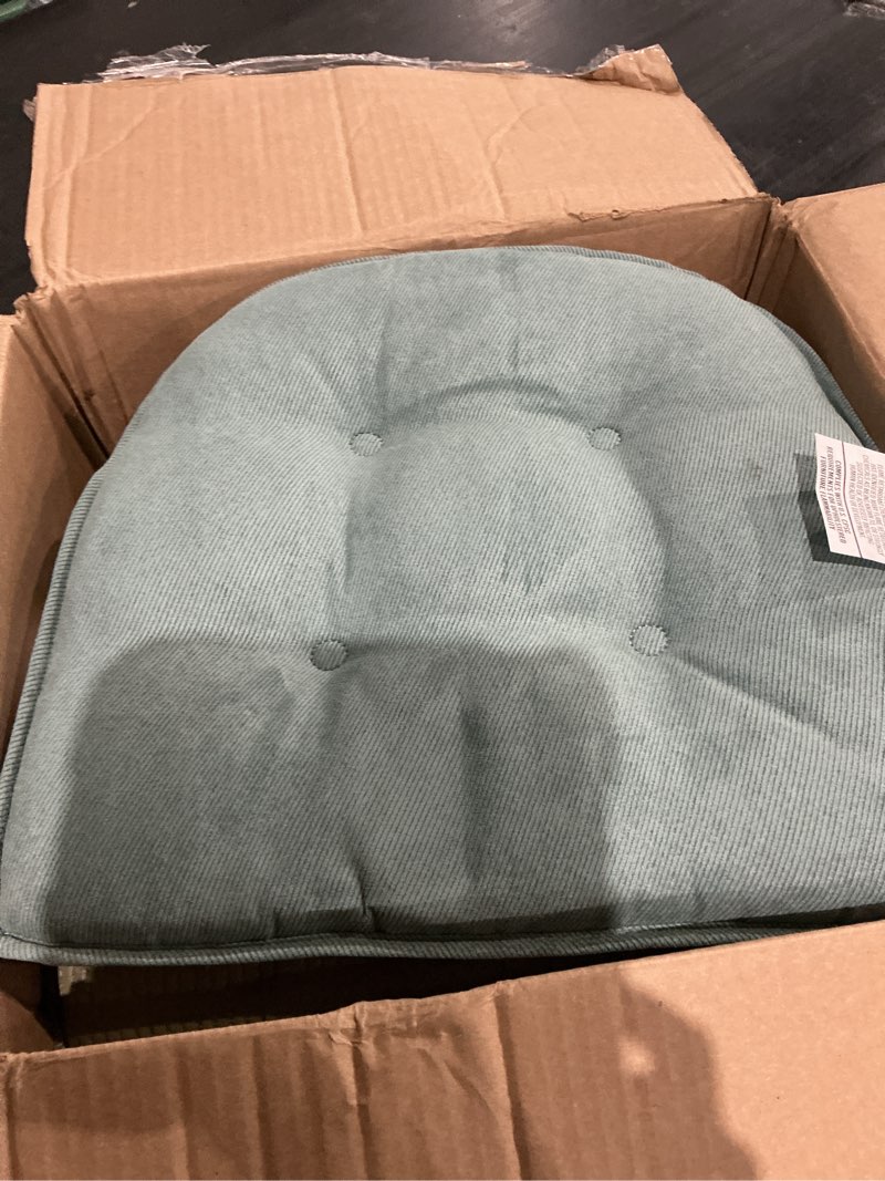 Condition photo showing Good Condition for color diferente))))klear vu tyson gripper universal non-slip overstuffed dining chair cushion, 4 count (pack of 1), delft blue