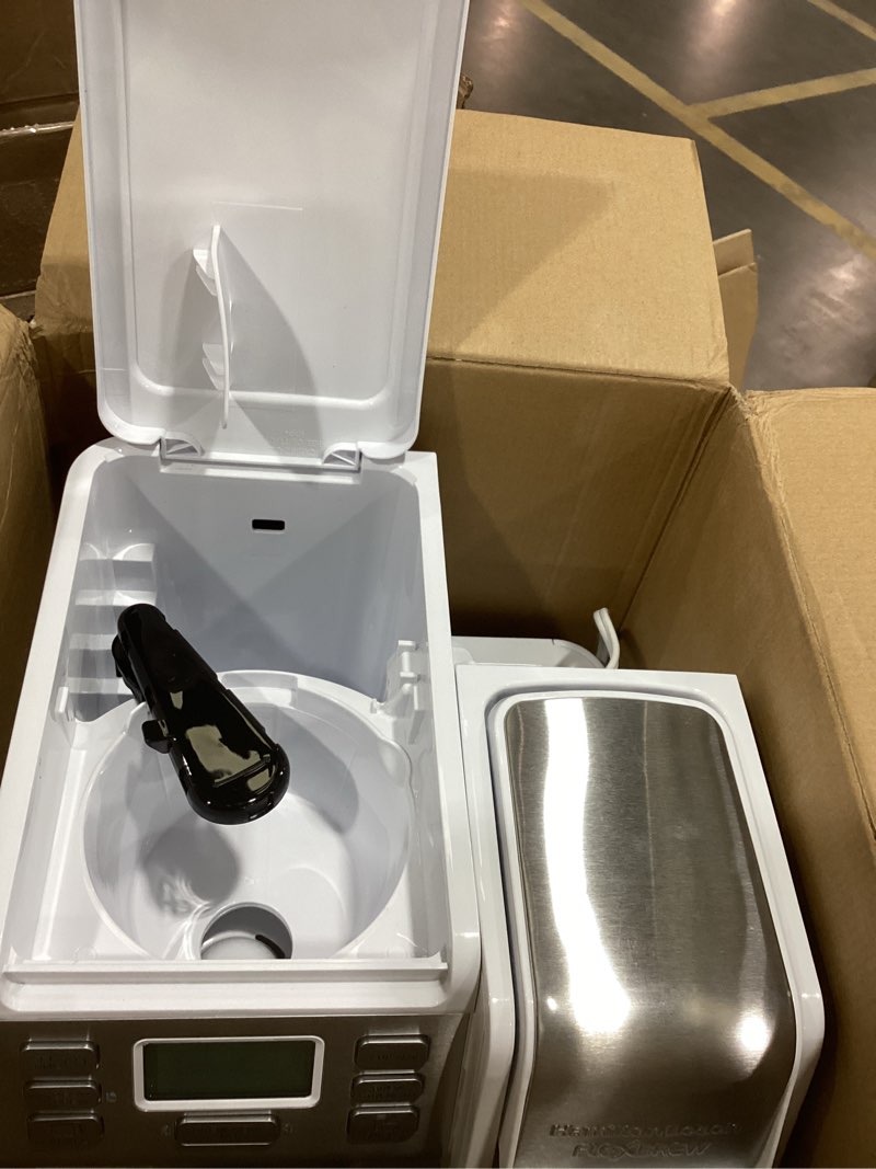 Condition photo showing As Is for Hamilton Beach FlexBrew Trio 2-Way Coffee Maker, Compatible with K-Cup Pods or Grounds, Combo, Single Serve & Full 12 Cup Coffee Pot, White, Fast Brewing, Removeable Reservoir White, Fast Brewing, Removable Reservoir