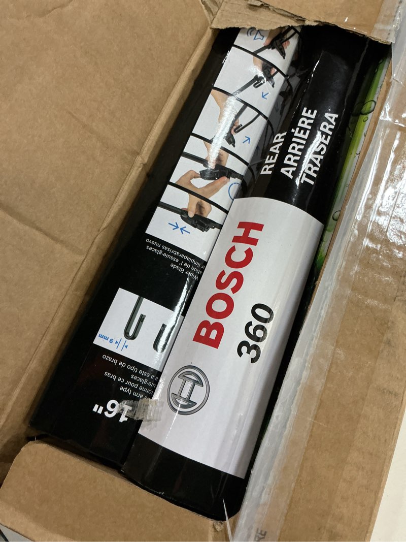 Condition photo showing Good Condition for bosch 360 complete vehicle wiper blade kit - includes front beam blades (pair) + rear wiper blade (1) - 26"/16"/13" (b36019)