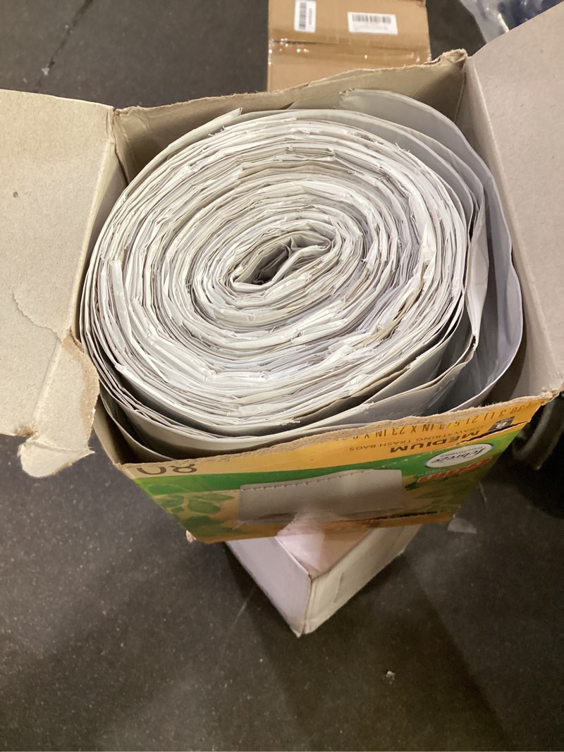 Condition photo showing As Is for glad trash bags, medium kitchen drawstring garbage bags 8 gallon white trash bag, gain original scent (package may vary), fresh, 80 count