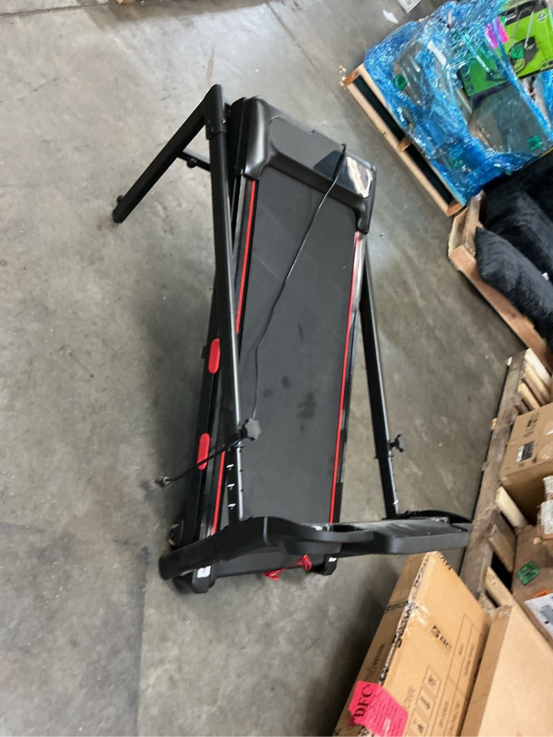 Condition photo showing As Is for treadmills for home, walking pad treadmill with incline, portable treadmill with handle, 350 lbs weight capacity, black x-large
