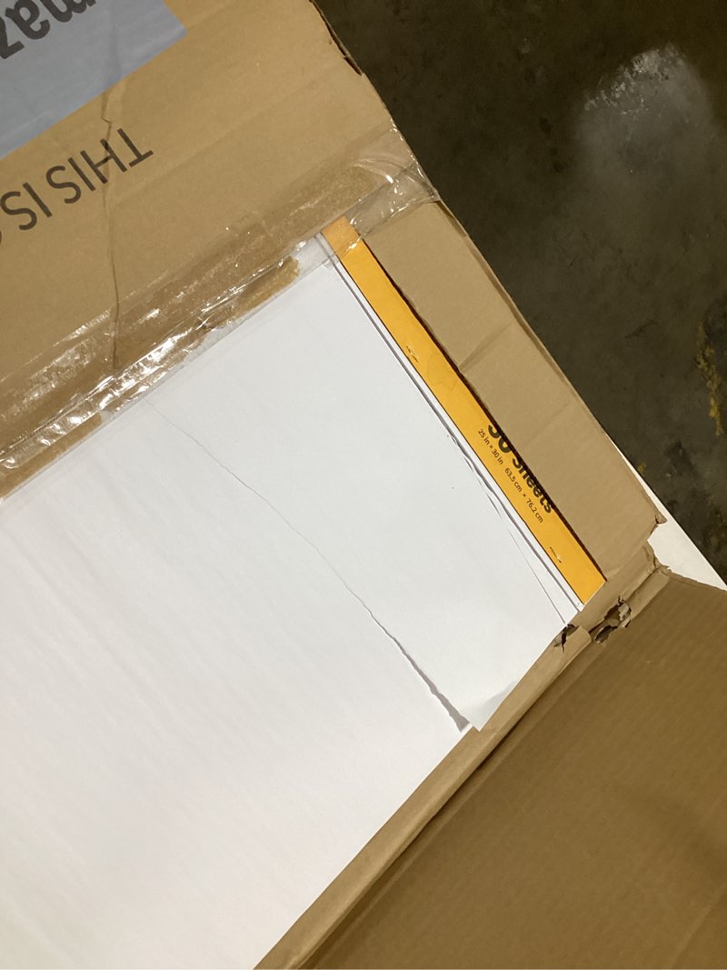 Condition photo showing As Is for (A few sheets ripped out)SUNEE Sticky Easel Pads, 25x30 Inches, 30 Sheets/Pad, 4 Pack – Self Stick Flip Chart Paper for Whiteboards, Premium Large White Chart Paper