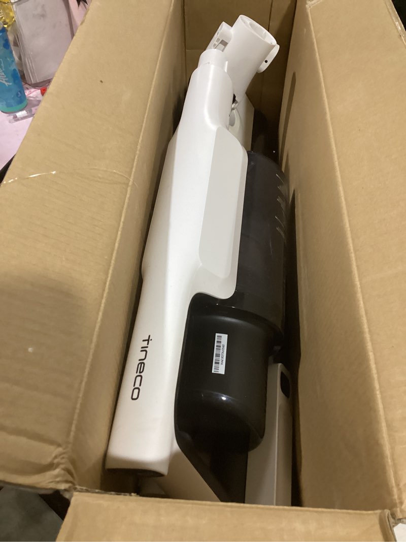 Condition photo showing As Is for tineco a20 cordless stick vacuum cleaner, powerful suction, 3 modes for multi-level messes, 1l larger dustbin, ergonomic dual-handle design, wall-mount dock, led headlight