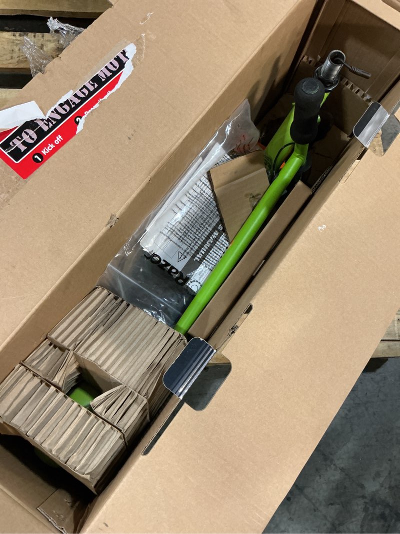 Condition photo showing As Is for razor black label e90 electric scooter - green  for child ages 8+ and up to 120 lbs  up to 10 mph