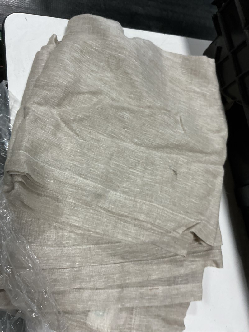 Condition photo showing As Is for european linen sheer curtain set, 48x96, flax