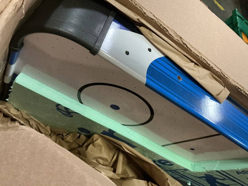 Condition photo showing Good Condition for SereneLife 58in Powered Air Hockey Table Upgraded 700mA 12v 2X Powerful Motor, 4 Player 4 Pucks 2 Pushers, Full-Size Arcade Style, Inline Power Switch and Battery Free Digital LED Score Board Legacy Blue