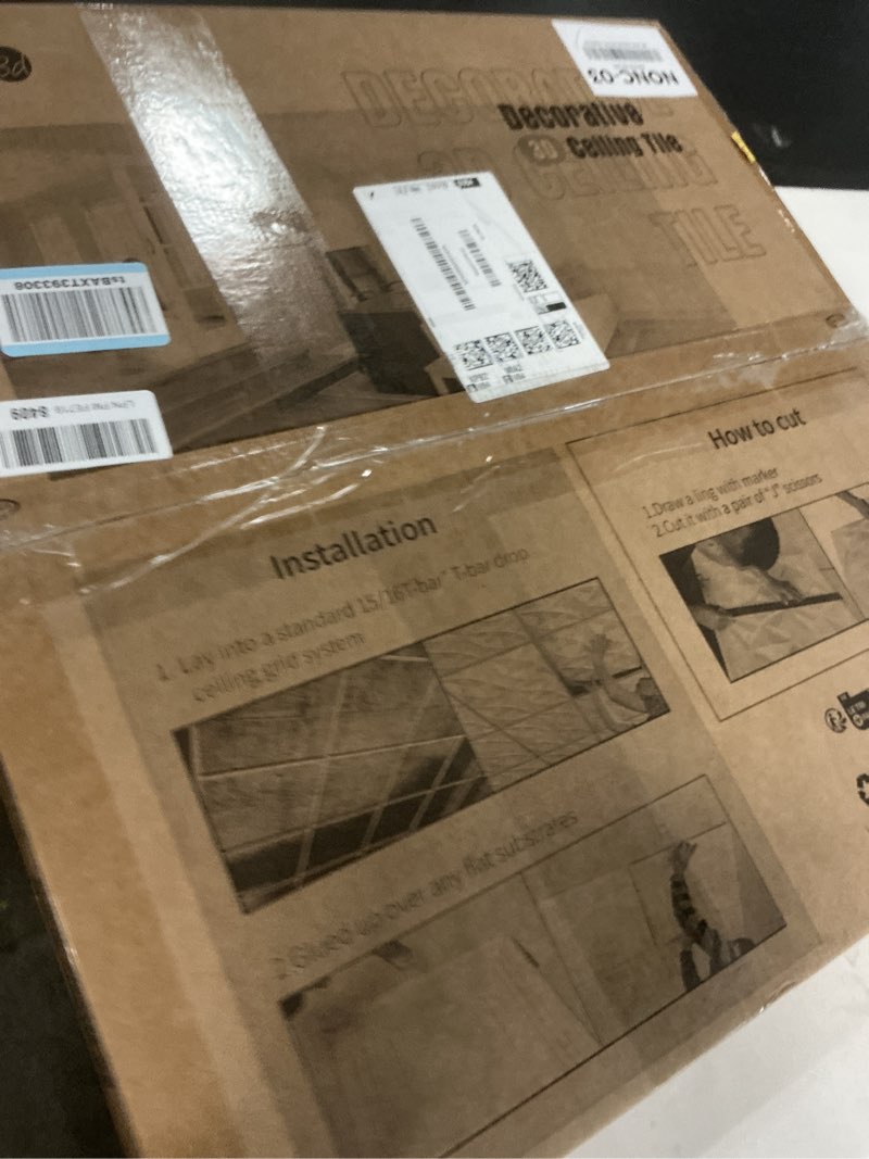 Condition photo showing New/Like New for Art3d Drop Ceiling Tiles 2x2, Glue-up Ceiling Panel, Fancy Classic Style, Antique Copper 12 Antique Copper Tiles