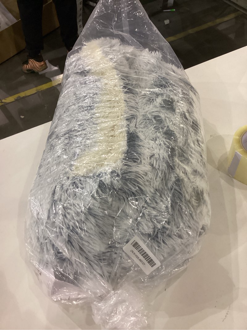 Condition photo showing As Is for shinhye cat bed round plush fluffy hooded cat bed cave, cozy for indoor cats or small dog beds, soothing pet beds doughnut calm anti-nxiety dog bed - waterproof bottom washable (20×20inch, grey) 20.0"l x 20.0"w x 6.0"th grey