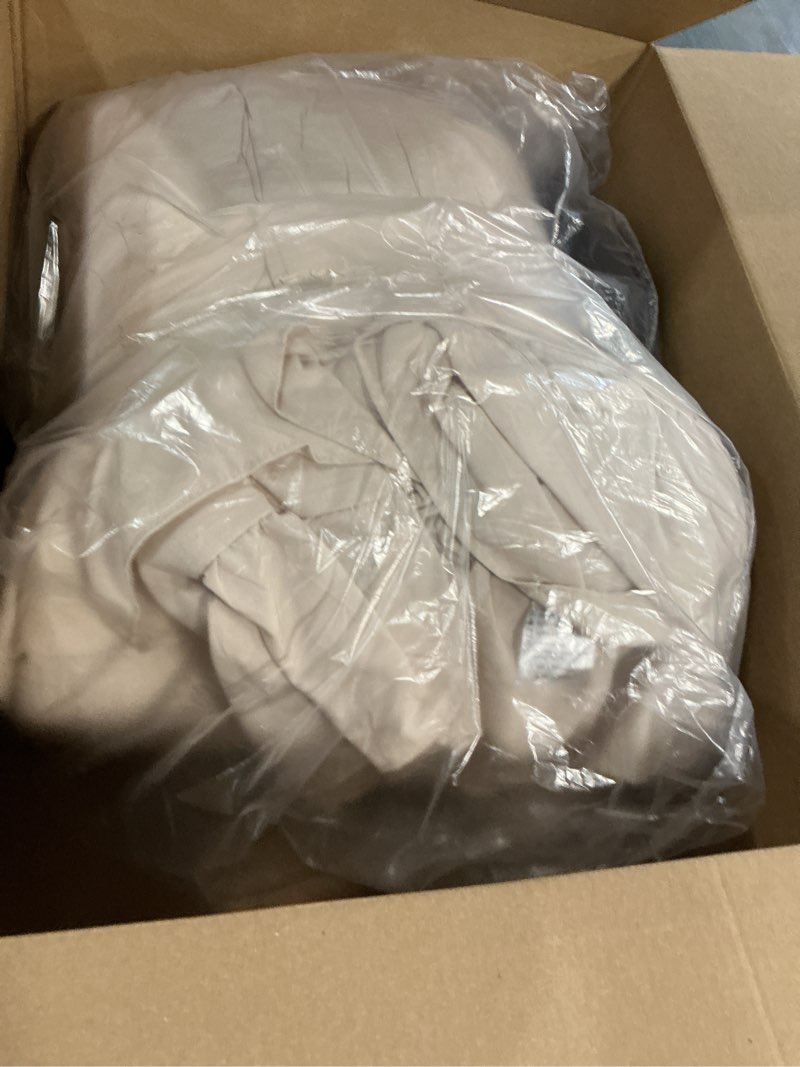 Condition photo showing As Is for Cupocupa Beige Queen Comforter Set, 3Pcs Comforters Ruffle Farmhouse Bedding Sets Queen with Comforter, Lightweight Soft Shabby Chic Bedding Comforter Set Fluffy for All Season Queen Beige