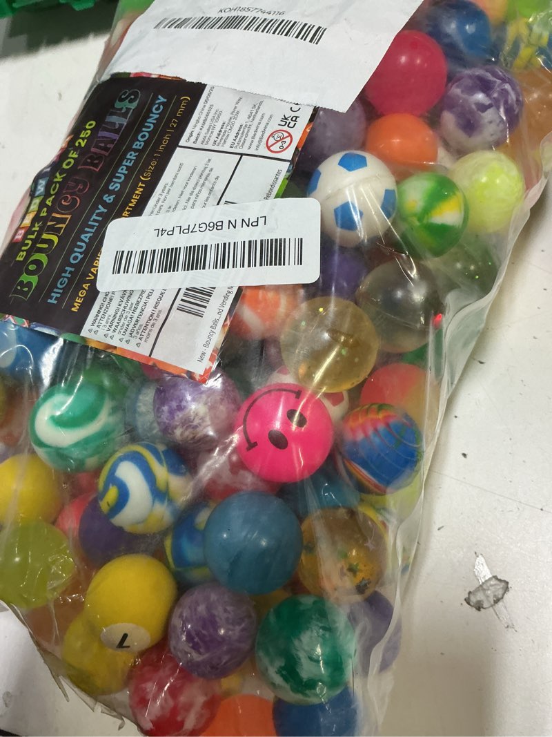 Condition photo showing Good Condition for bedwina bouncy balls bulk case - 1-inch (27mm) high bounce rubber balls, assorted colors bouncing balls for kids party favors, prizes, treasure boxes, carnival games & vending machines 250 count (pack of 1)