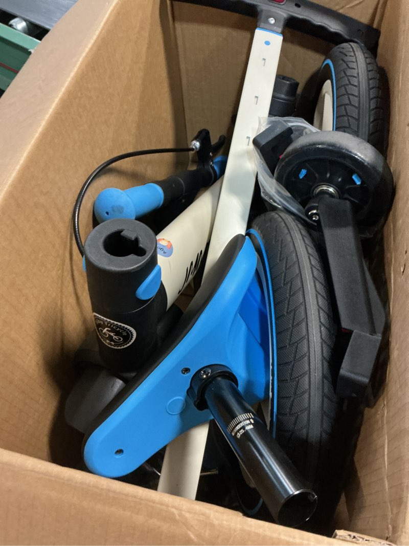 Condition photo showing As Is for jmmd 6 in 1 toddler bike with push handle for kids 18-60 months, 12" foldable balance bike with training wheels, pedals, brakes, kickstand, push tricycle toddler gift & toys for boy & girl blue large