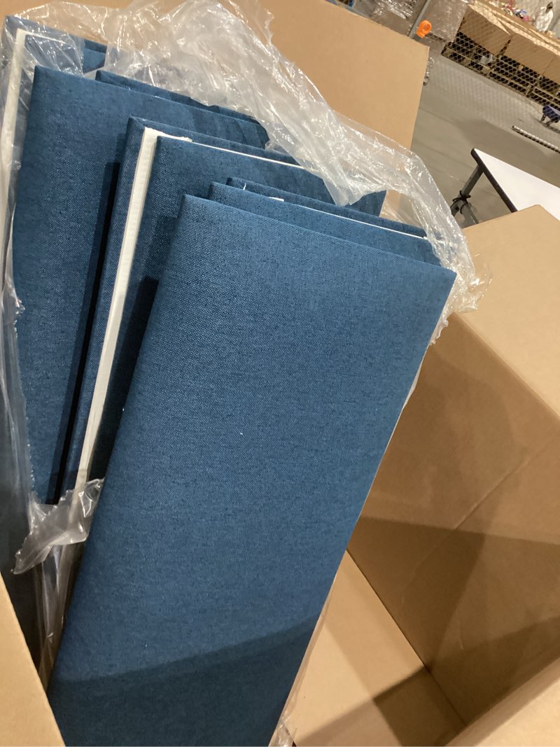 Condition photo showing Good Condition for peel and stick upholstered wall mounted headboard queen size, 9 panels tufted fabric headboard,wall mounted headboards, interior wall panels for bedroom, 10"x24" dark blue dark blue queen