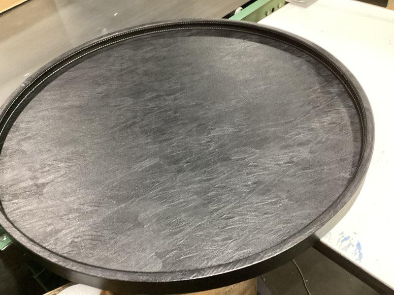 Condition photo showing Good Condition for QAVOL 30 x 30 High-End Light Luxury Leather Round Oversized Tray - Ottoman Coffee Food Serving for Family Dinner, Outdoor Picnic & Party Essentials | Versatile Home Decor Tray(30 inch Black)