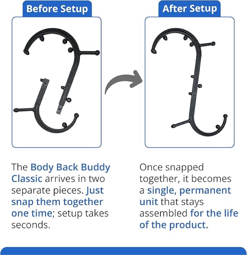 body back buddy classic usa made handheld massage cane - full body trigger point tool for deep tissue pain relief - dual hooks for back, shoulder, neck - (2.0 black)