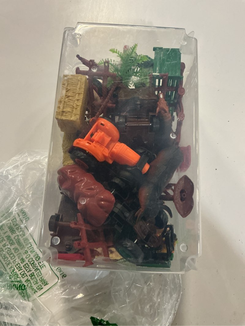 Condition photo showing Good Condition for kimicare 3 pack farm toy tractor with 40pcs plastic farm animals figurines and fence farm playset, farm figures farmer vehicle toy truck with trailer birthday gifts christmas stocking stuffers farm animals figures