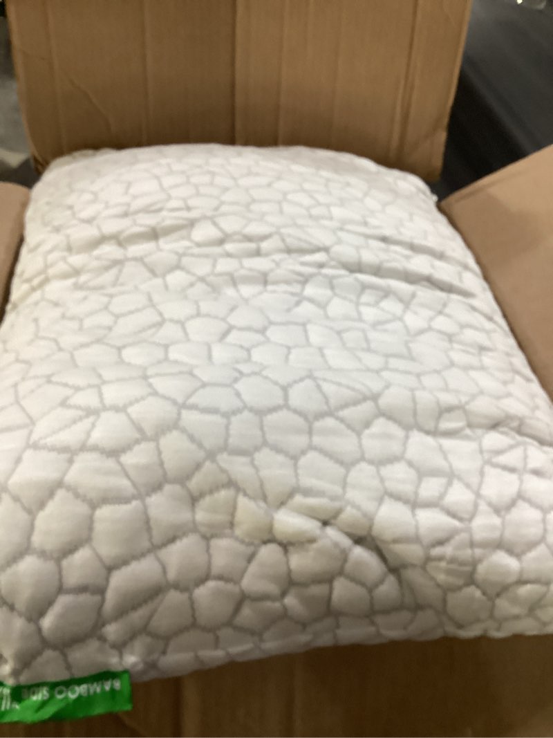 Condition photo showing As Is for SUPA MODERN Cooling Shredded Memory Foam Bed Pillows for Sleeping for Side Back Stomach Sleepers, Adjustable Cool Luxury Firm Gel Pillows for Neck Pain Relief, Queen, Set of 2 Queen (2 Count) Original White (Cooling)