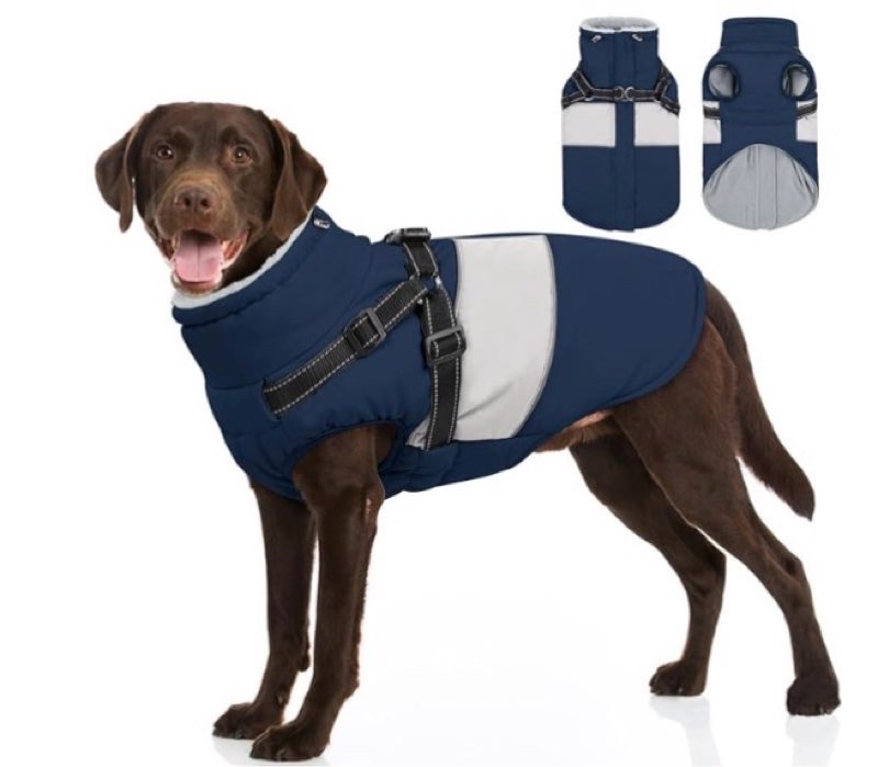 SUNFURA Dog Coat, XXL Dog Jacket Winter for Large Dogs with Harness Built in, Waterproof Dog Snow Jacket with Furry Collar for Chilly Day, Reflective Dog Fleece Jacket for Extra Large Dogs, Pink 2XL XX-Large Pink