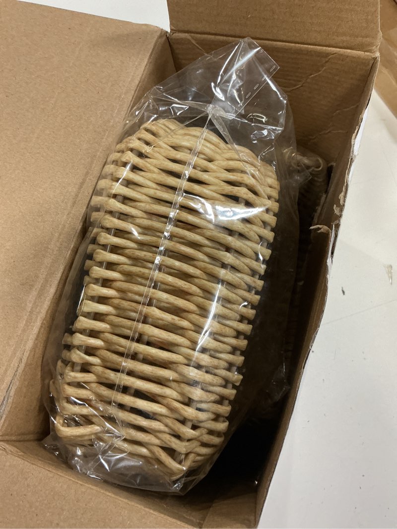 Condition photo showing Good Condition for taiyin 2 pcs rattan flower girl basket with pearl handle 7 x 5 x 4 inches small half moon wicker basket for wedding flower girl picnic garden storage and home decor (light brown) 2 light brown