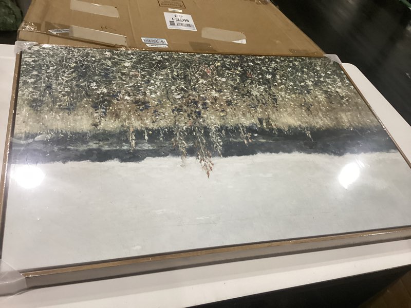 Condition photo showing As Is for insimsea framed canvas wall art vintage decor, landscape wall art, meadow with flowers art, modern farmhouse decor, cottagecore bedroom bathroom office decorations, 24"x36" champ fleuri 36"l x 24"w