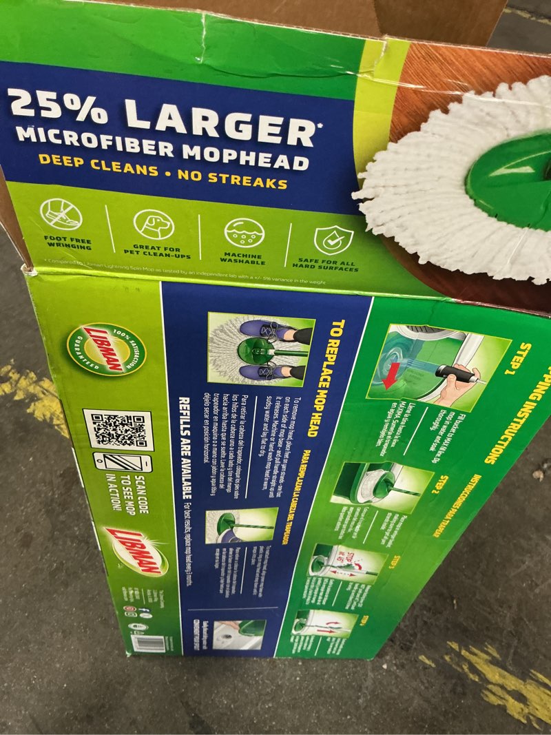 Condition photo showing As Is for microfiber wet tornado spin mop and bucket floor cleaning system