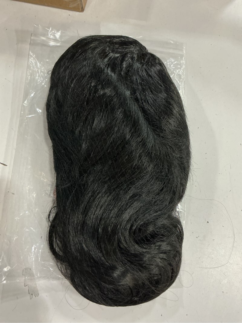 Condition photo showing Good Condition for wig with bangs for women | 16 inch layered body wave synthetic wig | heat resistant yaki fiber natural looking shoulder length wigs | synthetic wig for daily wear - natural black