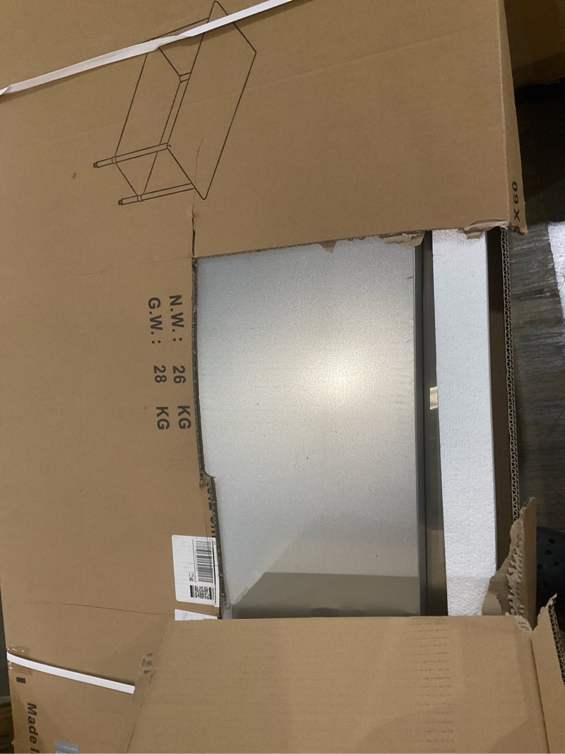 Condition photo showing As Is for stainless steel table for prep & work, 24x48 inches, metal commercial heavy duty table with adjustable under shelf and foot for restaurant, home and hotel 24x48in